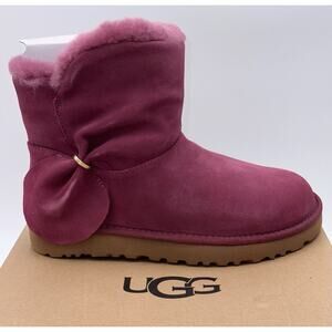 UGG Classic Mini Twist Sheepskin Suede Ankle Boots Bougainvillea Pink Purple NIB